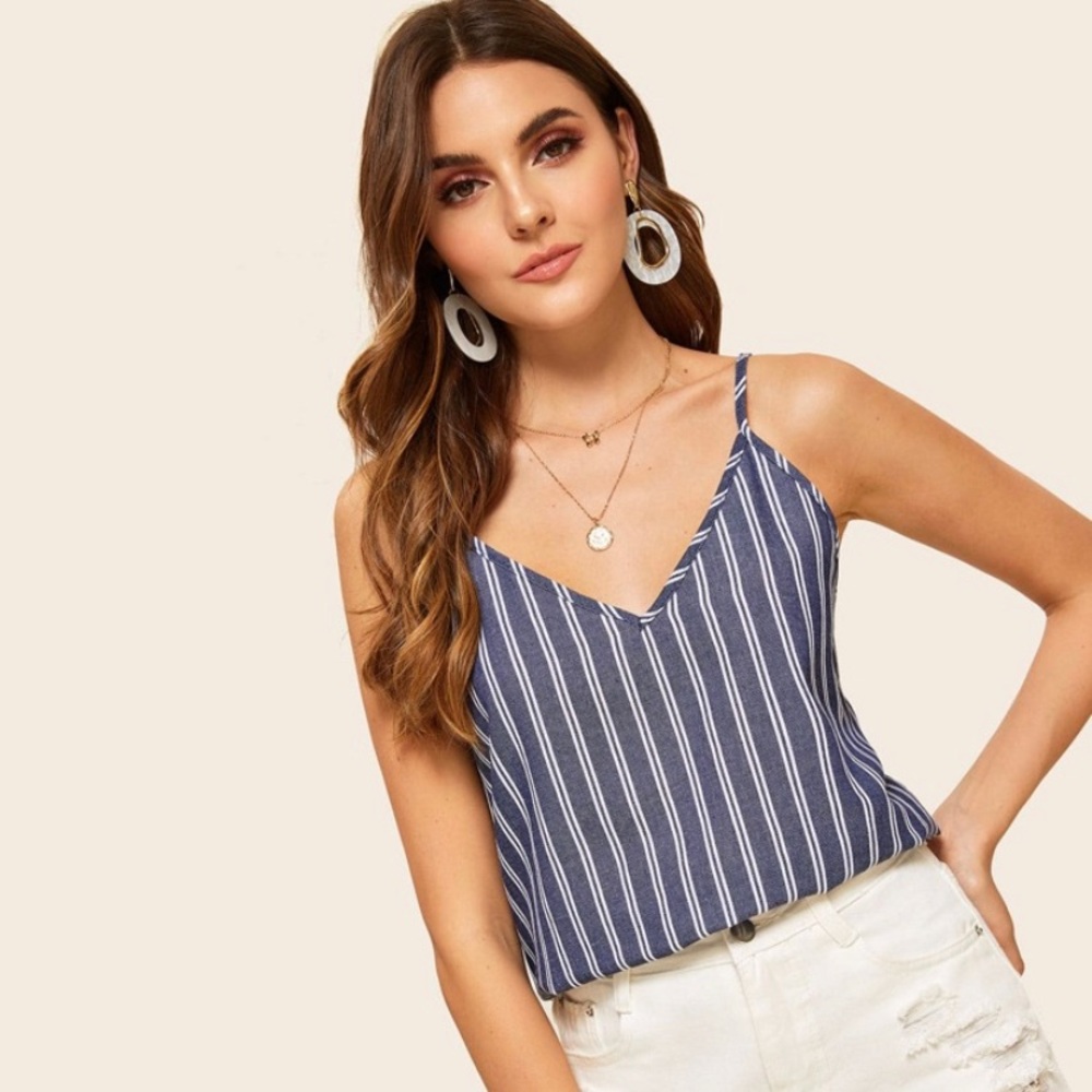 Forever 21 double V neckline striped cami top